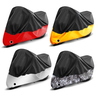 190T Thicken Motorcycle Cover, Waterproof, Dustproof, Sunproof for E-Scooters, Black & Silver Motorcycle Cover