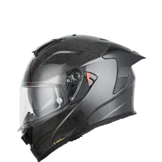 12K Carbon Fiber Full-Face Racing Helmet with Panoramic High-Definition Dual Lenses Large Rear Wing DOT New Condition