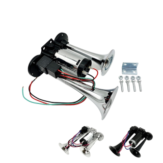 Component Speakers,Car Air Horn, 12V/24V Dual-Tube Air Horn, Electric Air Horn with Car Air Pump